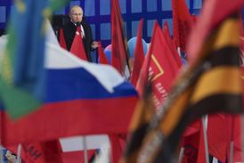 Ruský prezident Vladimir Putin při oslavách prvního výročí anexe Krymu.
