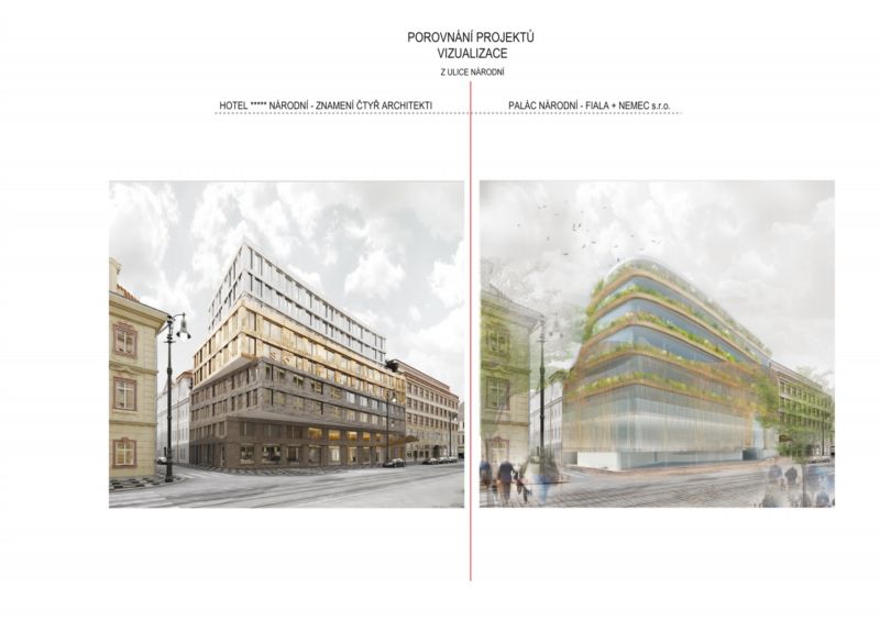  Vizualizace ukazuje vlevo původní a vpravo nový projekt.