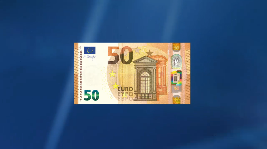 Nová padesátieurová bankovka. Nová padesátieurová bankovka.