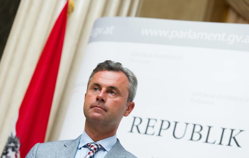 Prezidentský kandidát rakouské nacionalistické strany Svobodných Norbert Hofer.