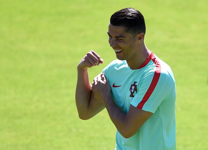 Cristiano Ronaldo na portugalském tréninku. 