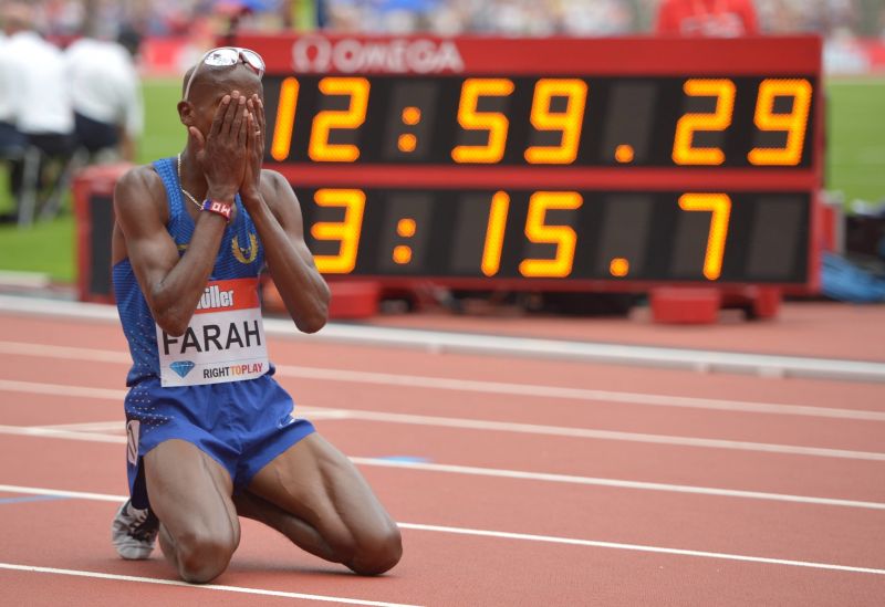 Britský závodník Mo Farah na mítinku v Londýně