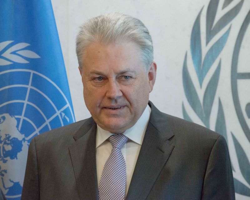 Ukrajinský delegát Volodymyr Jelčenko na zasedání Rady bezpečnosti OSN.