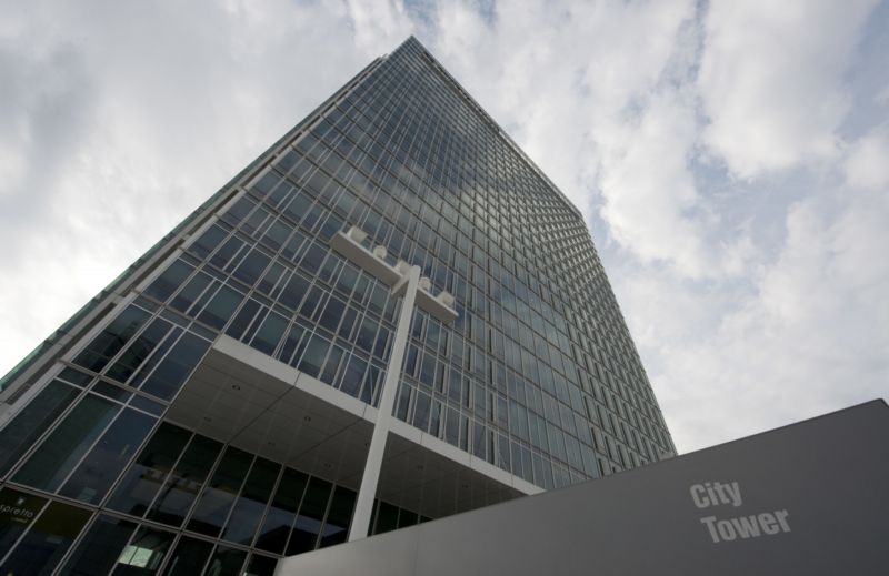 Nejvyšší kancelářská budova v Česku City Tower v Praze na Pankráci.