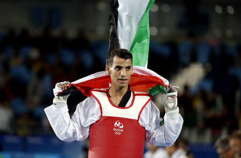 Jordánský taekwondista Ahmad Abughauš.