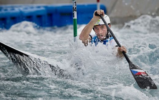 Český kanoista Vítězslav Gebas v olympijském závodě.