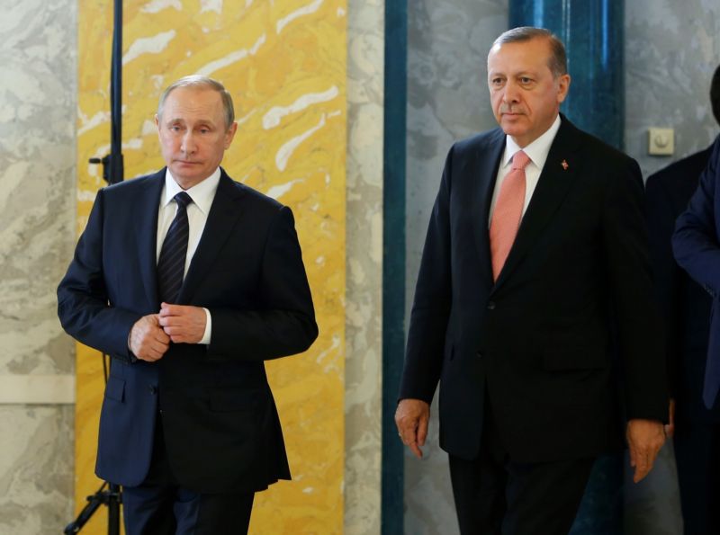 Ruský prezident Vladimir Putin a turecký prezident Racep Tayyip Erdogan.