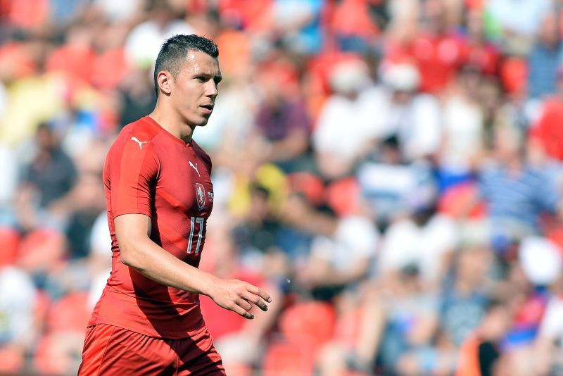 Marek Suchý na mistrovství Evropy v dresu české reprezentace.