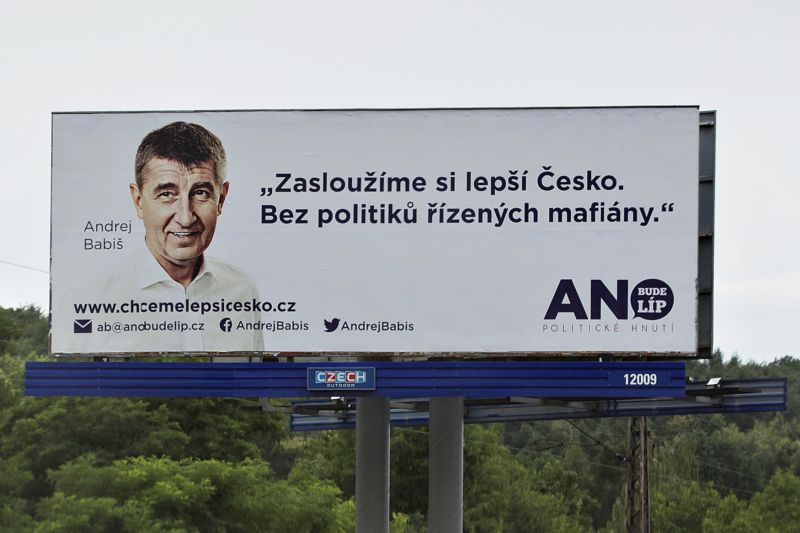 Bilboard předvolební kampaně strany ANO. Bilboard předvolební kampaně strany ANO.