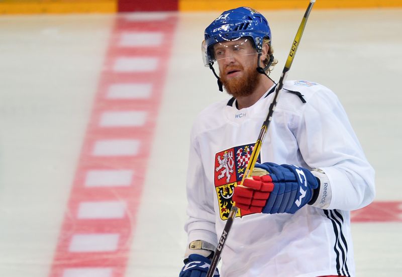 Jakub Voráček na tréninku české reprezentace.
