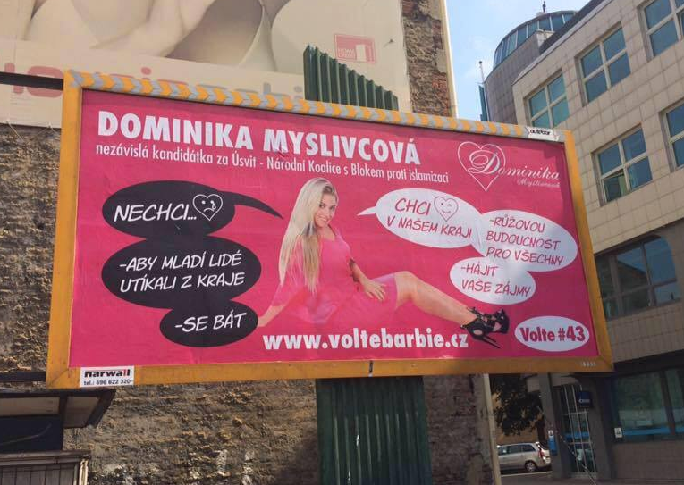 Billboard Dominiky Myslivcové každopádně zaujal. 