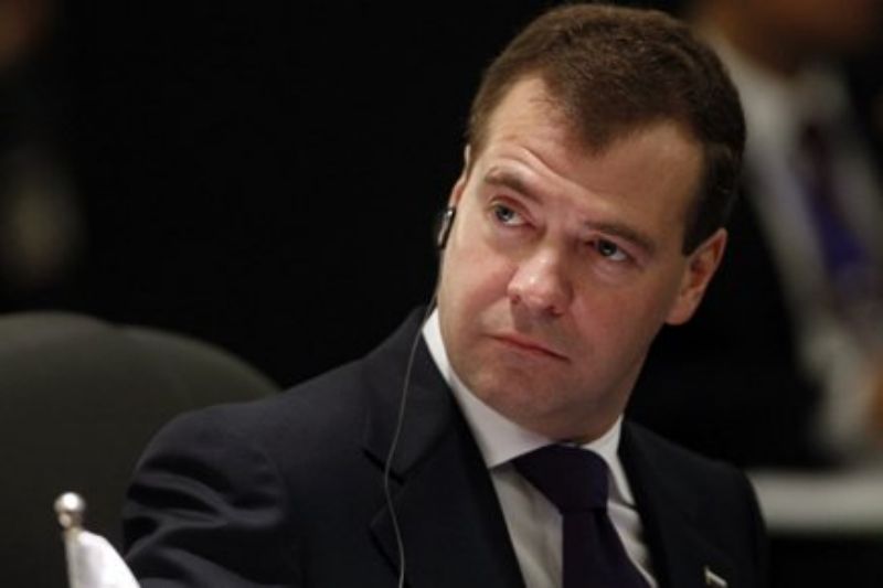Premiér Dmitrij Medveděv.