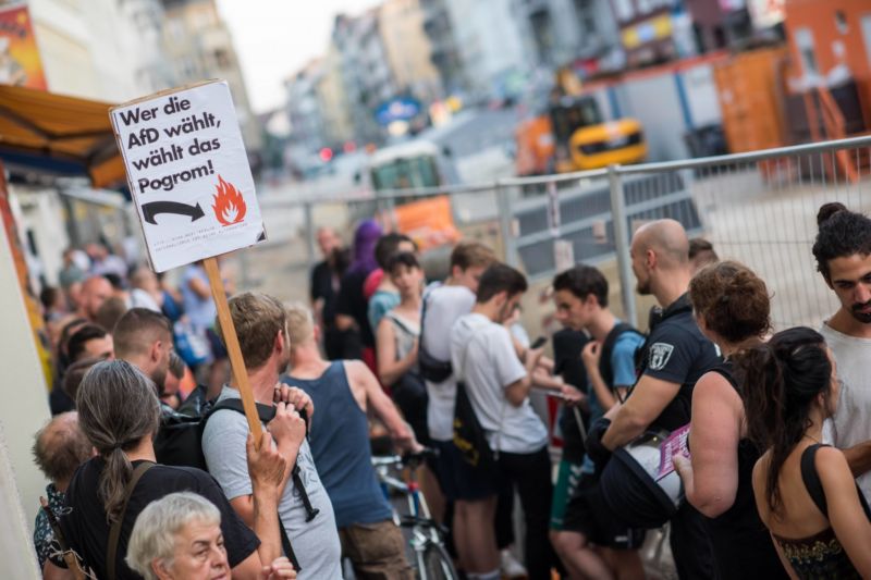 Snímek z protestů.