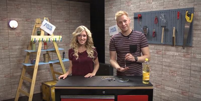 Adam Novotný a Lucie Šprinclová z pořadu Kutil Adam přináší další skvělou vychytávku. Adam Novotný a Lucie Šprinclová z pořadu Kutil Adam přináší další skvělou vychytávku.