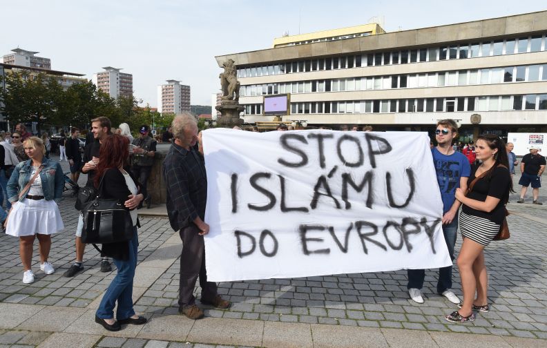 Momentka z protestu v Mostě.