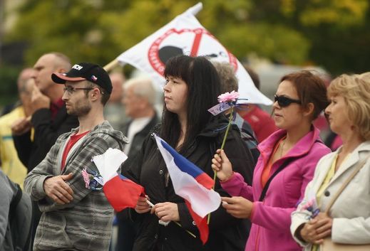 Momentka z protestu v Ostravě.