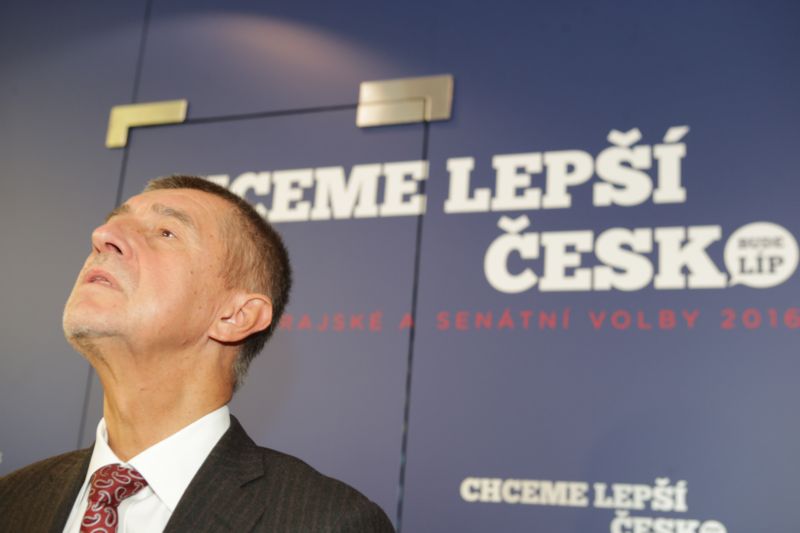 Senátní a krajské volby 2016: hnutí ANO (na fotografii A. Babiš).