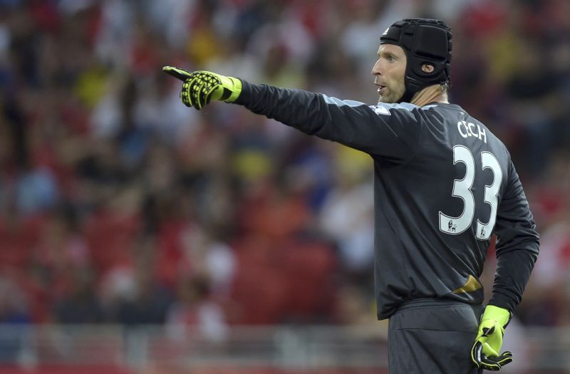 Petr Čech v brance Arsenalu.