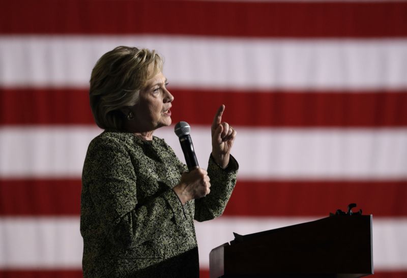 Demokratická prezidentská kandidátka Hillary Clintonová.