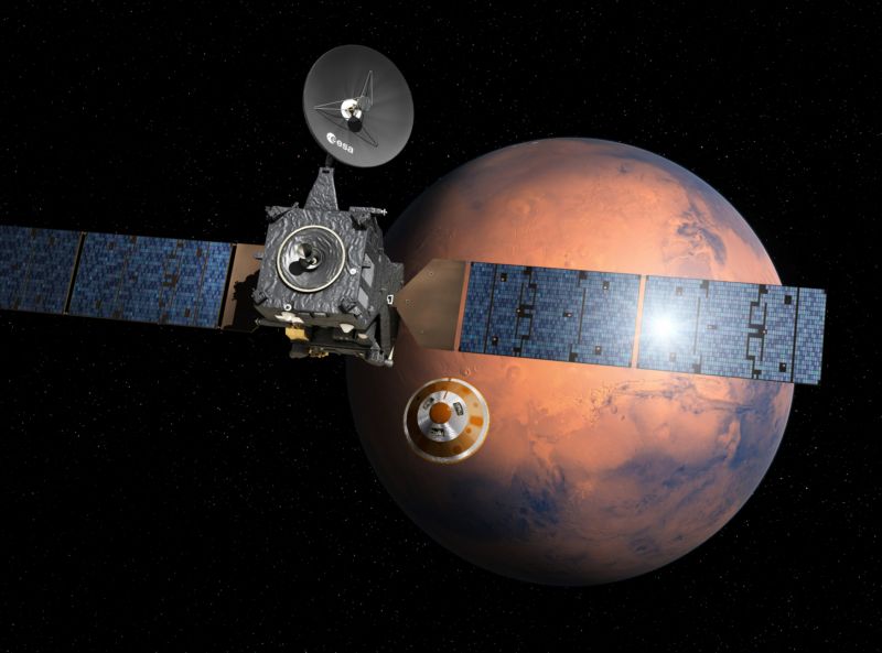 Sestupný modul Schiaparelli se odděluje od sondy ExoMars.