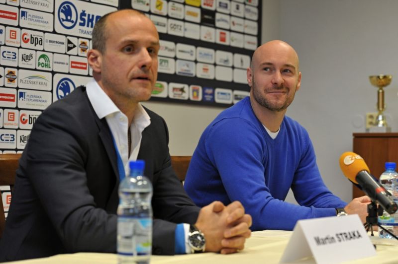 Noví dočasní trenéři Plzně Martin Straka a Tomáš Vlasák.