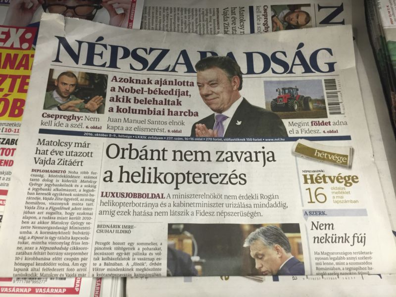 Ukázka maďarského levicového deníku Népszabadság.