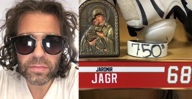 Jaromír Jágr dosáhl svou první trefou v sezoně na hranici 750 branek v NHL. 