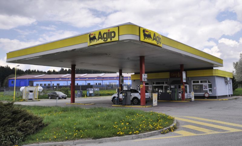 Čerpací stanice Agip.