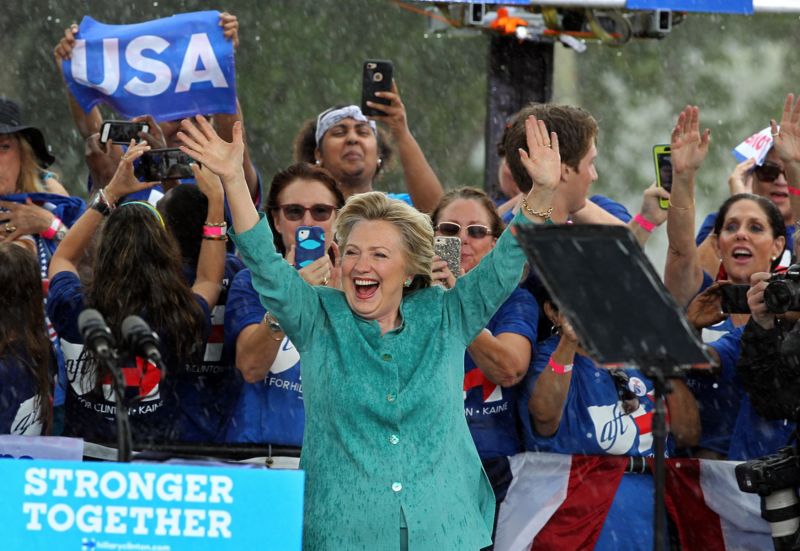 Kandidátka na prezidentku USA Hillary Clintonová.