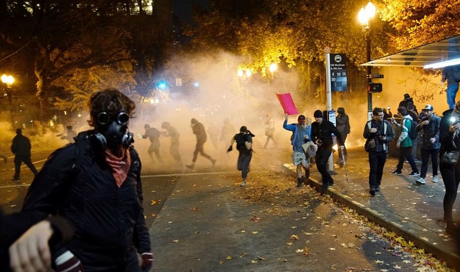 Protest proti Donaldu Trumpovi v Portlandu.