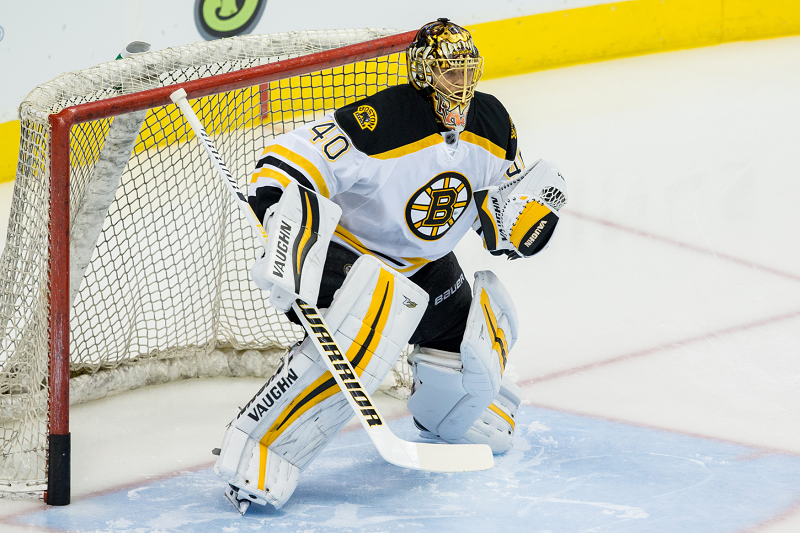 Finský brankář Bostonu Bruins Tuukka Rask.