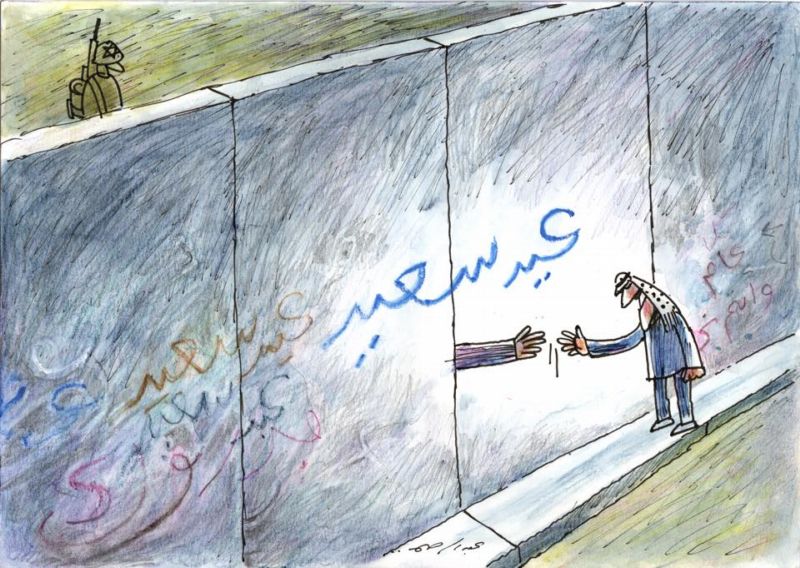 Výstavu karikatur v muzeu současného umění DOX v Praze zahájí irácký satirik Abdar Rahím Jásir. (Na snímku jedna z jeho kreseb). 
