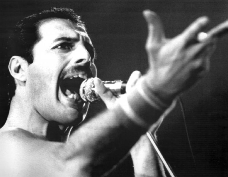 Zpěvák Freddie Mercury v dobách své největší slávy.