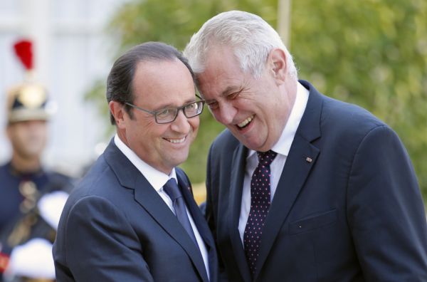 Miloš Zeman a Francois Hollande.