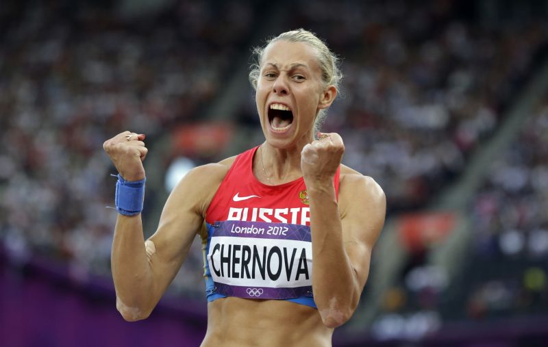 Ruská sedmibojařka Taťjana Černovová.