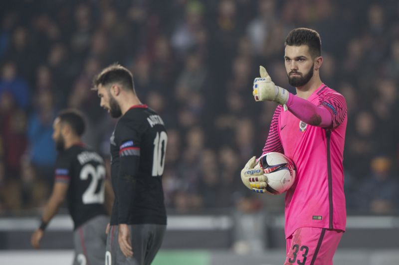 Brankář pražské Sparty Tomáš Koubek.