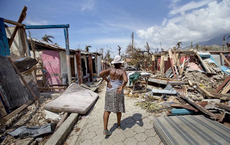 Škody po hurikánu Matthew na Haiti.