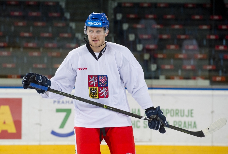 Obránce Ondřej Vitásek v tréninkovém dresu české reprezentace.