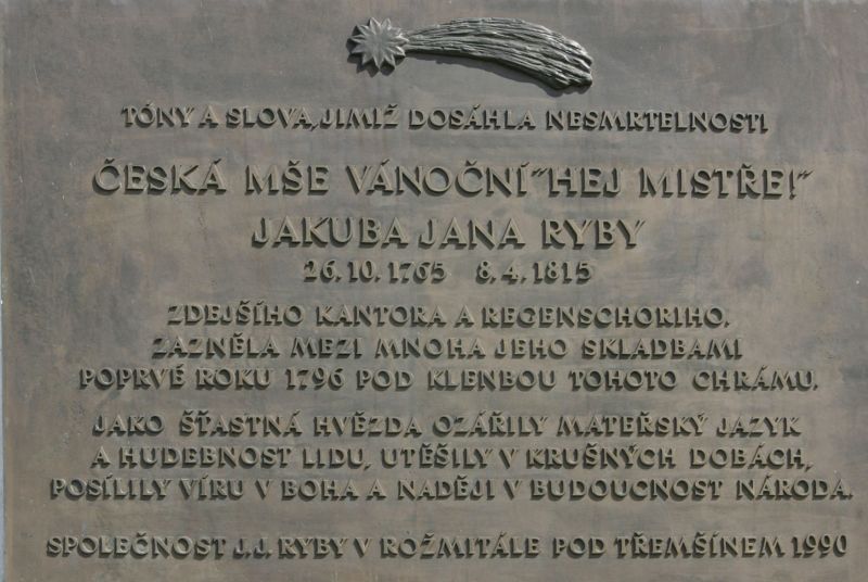 Pamětní deska Jakuba Jana Ryby. 
