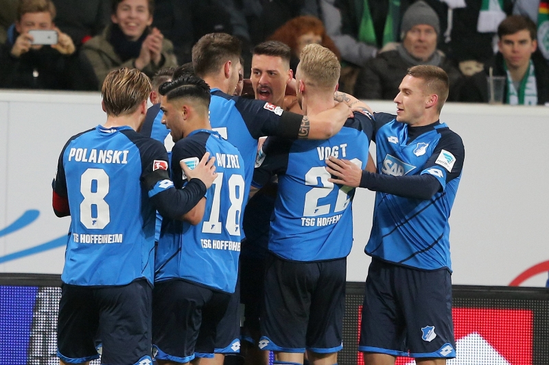 Takto slavili hráči Hoffenheimu gól, na vítězství jim však nakonec nestačil.