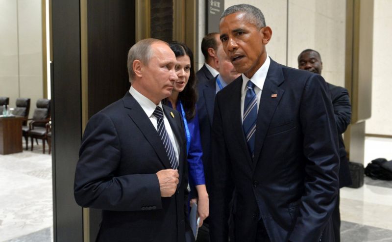 Vladimir Putin a Barack Obama.