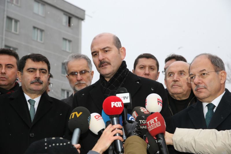 Turecký ministr vnitra Süleyman Soylu při rozhovoru s novináři.