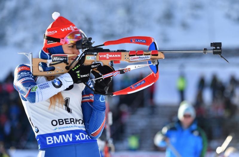 Česká biatlonová jednička Gabriela Koukalová na závodě v Oberhofu.