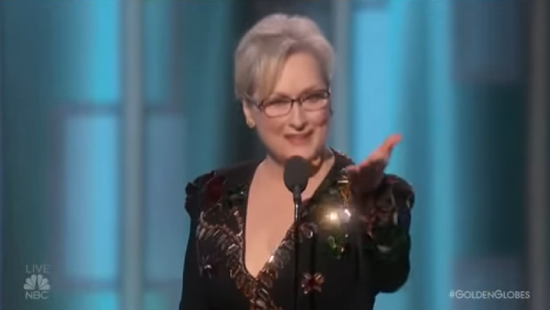 Meryl Streepová při děkovném projevu.