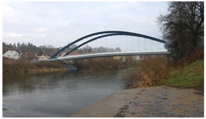 Most plukovníka Šrámka přes řeku Orlici v Hradci Králové. 