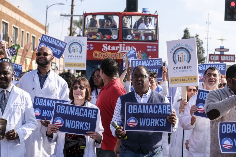 Příznivci Obamovy zdravotnické reformy tzv. Obamacare.