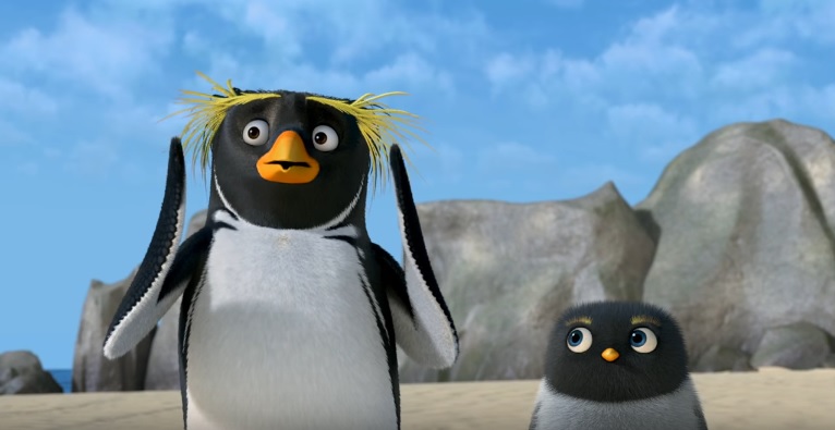 Z filmu Divoké vlny 2: tučňáci na animovaných surfech.