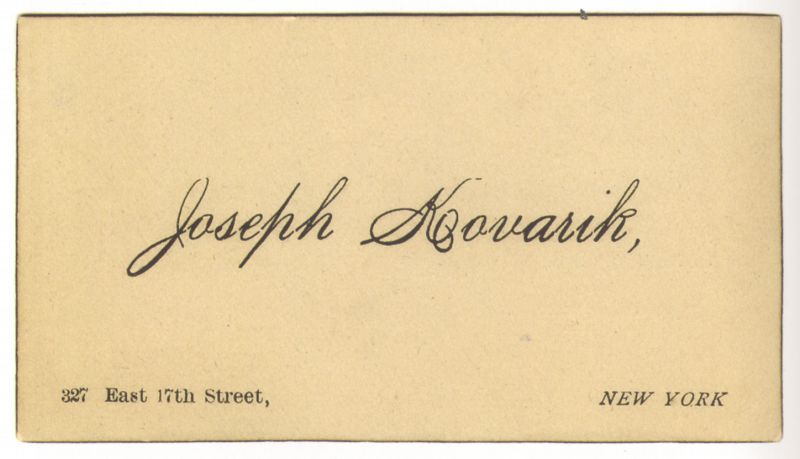 Navštívenka J. J. Kovaříka.