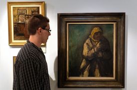 Snímek z pražské výstavy Ztracené obrazy - Eugeen Van Mieghem a židovští emigranti do Nového světa.