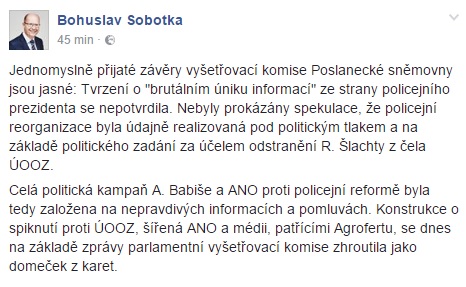 Bohuslav Sobotka na Facebooku.